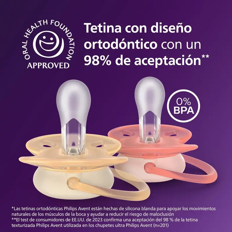 Philips Avent 2 chupetes ultra soft 0-6m niña - Image 2