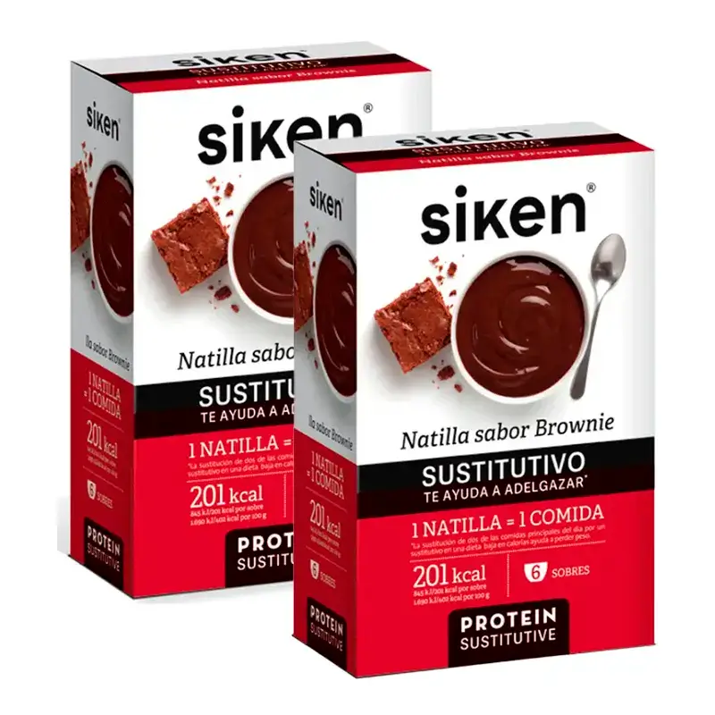Siken Sustitutivo Natillas Brownie, Pack 2 x 6 sobres