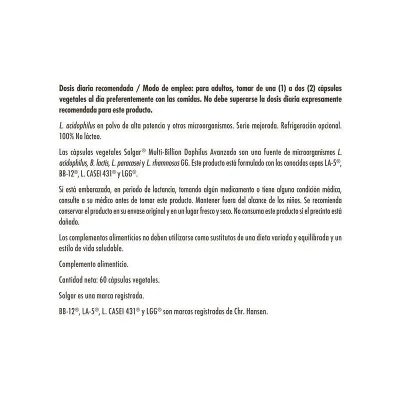 Solgar Advanced Multi-Billion Dophilus, 60 cápsulas vegetales - Image 5