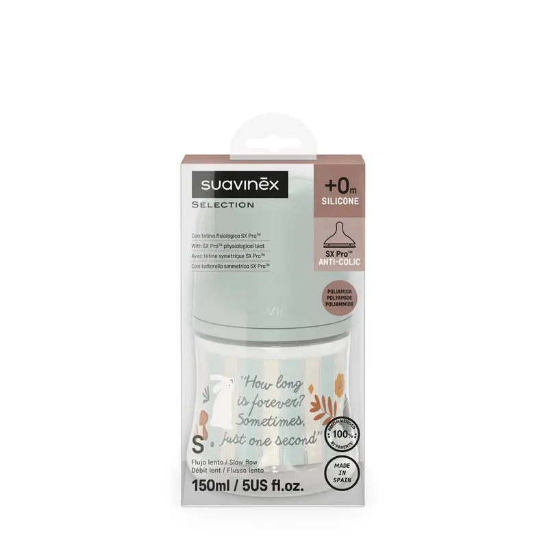 Suavinex Biberón 150 Ml, Flujo Lento (S), +0 Meses, Wonderland Verde - Image 2