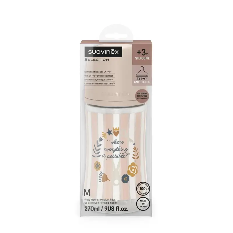 Suavinex Biberón 270 Ml, Flujo Medio (M), +3 Meses, Wonderland Rosa - Image 2
