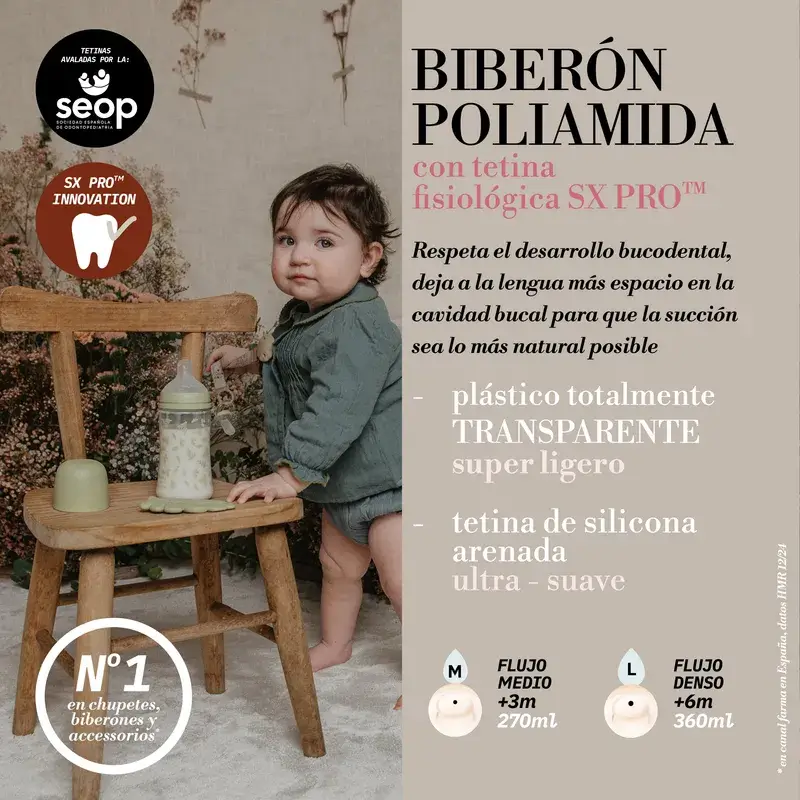 Suavinex Biberón 360 Ml, Flujo Denso (L), +6 Meses, Poetry Beige - Image 7