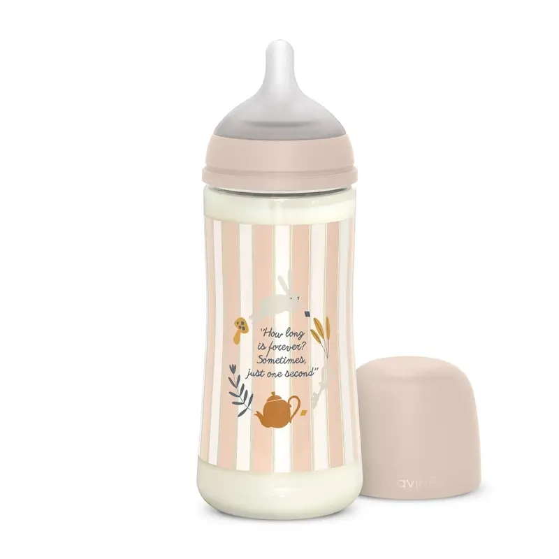 Suavinex Biberón 360 Ml, Flujo Denso (L), +6 Meses, Wonderland Rosa