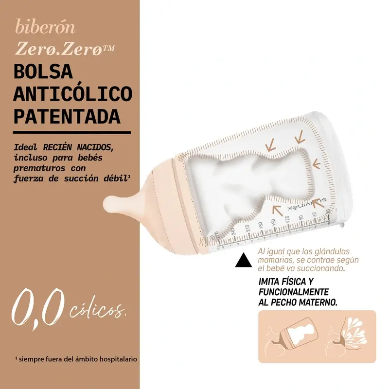 Suavinex Biberón Anticólico Zero Zero 270 Ml, Flujo Medio (M), +3 Meses, Light - Image 8