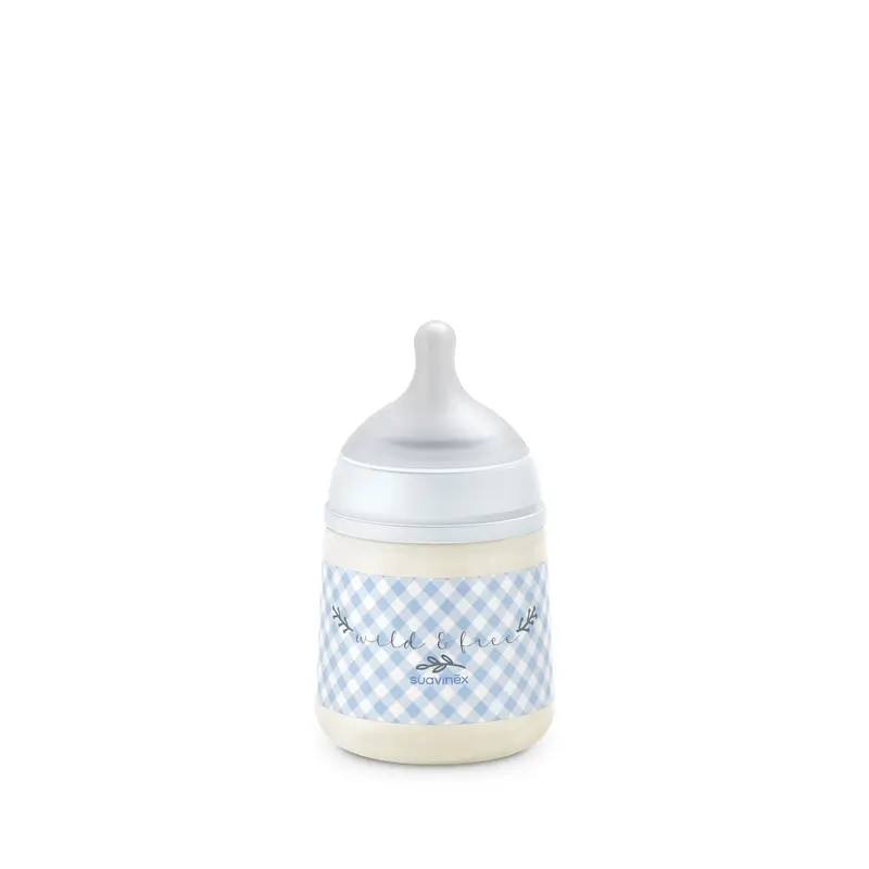 Suavinex Biberón Tetina Sx Pro Flujo Lento (S) +0 Meses Wild&Free Azul, 150 ml