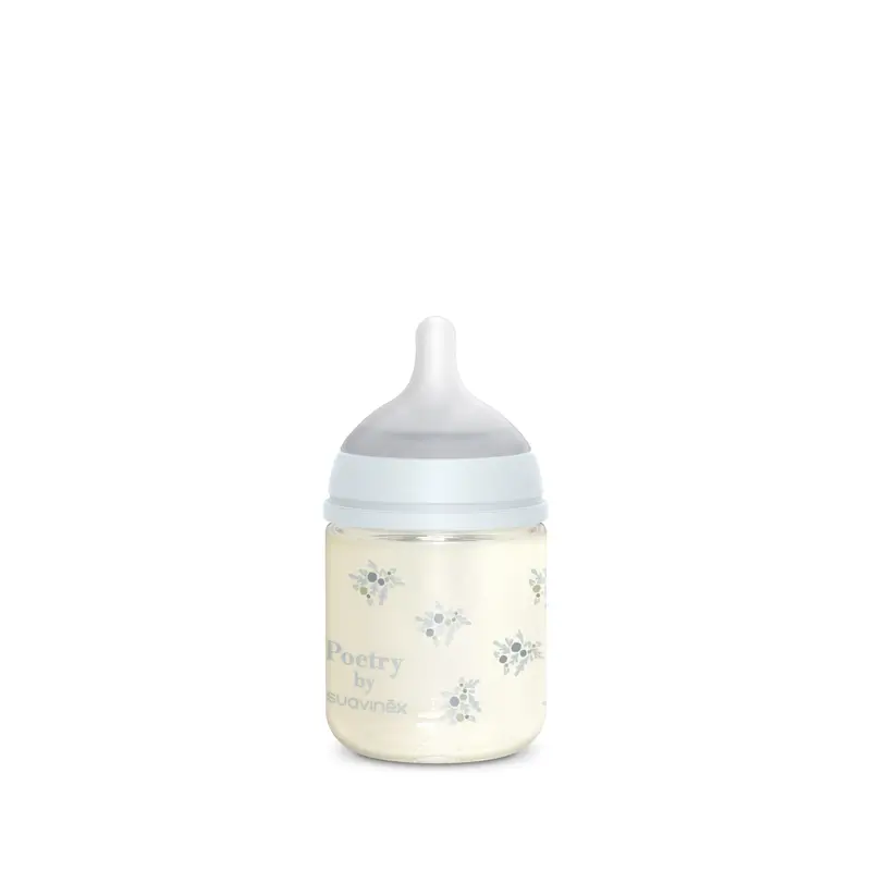 Suavinex Biberón Vidrio 120 Ml, Flujo Lento (S), +0 Meses, Poetry Azul - Image 2