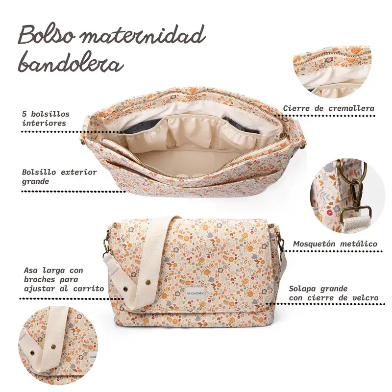 Suavinex Bolso Maternidad Bandolera, Gris - Image 6
