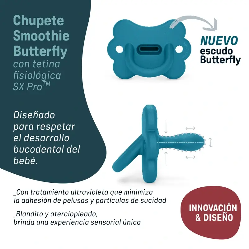 Suavinex Chupete Todo Silicona Fisiológico Sx Pro, 0/6 Meses, Mariposa Ballad Blue - Image 7