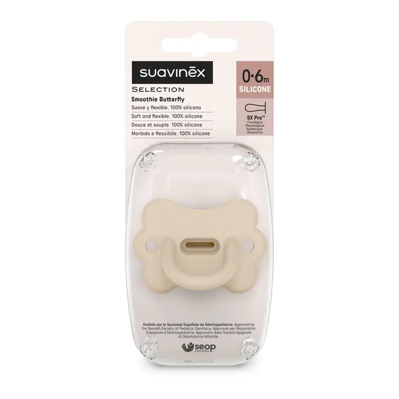 Suavinex Chupete Todo Silicona Fisiológico Sx Pro, 0/6 Meses, Mariposa Irish Cream - Image 3