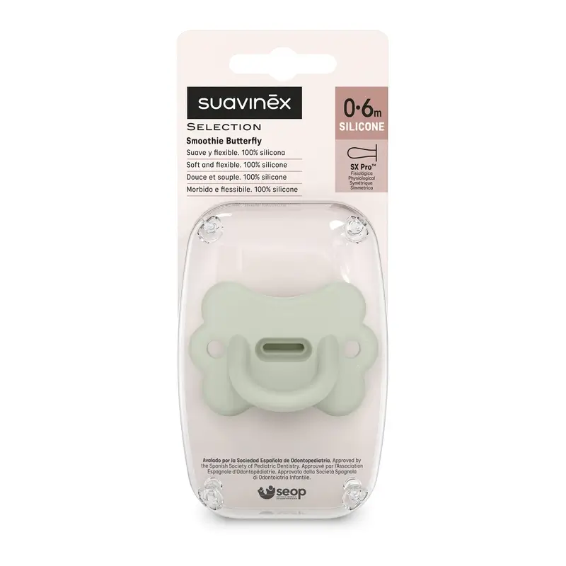 Suavinex Chupete Todo Silicona Fisiológico Sx Pro, 0/6 Meses, Mariposa Lake Green - Image 3