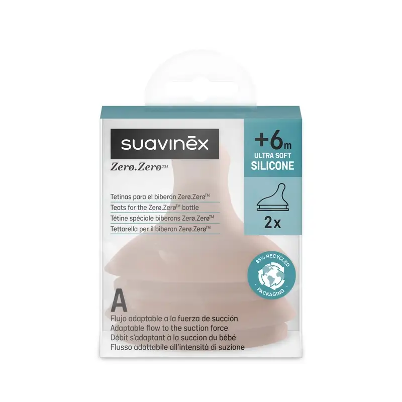 Suavinex Pack 2 Tetinas Zero Zero Flujo Adaptable (A), +0 Meses, Deep - Image 2