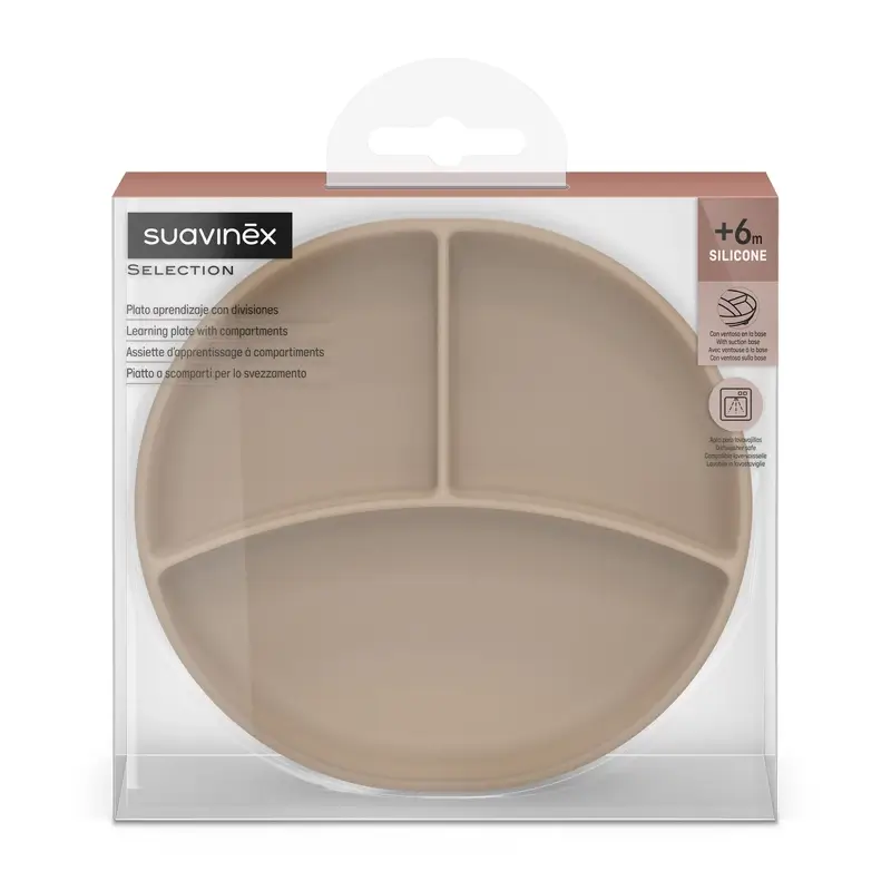Suavinex Plato De Silicona Con Ventosa Y Divisiones, +6 Meses, Beige - Image 2