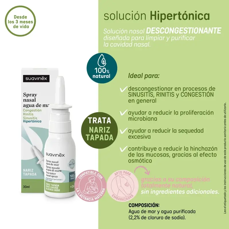 Suavinex Spray Nasal Descongestionante Para Bebés +3 Meses, 30 ml - Image 3