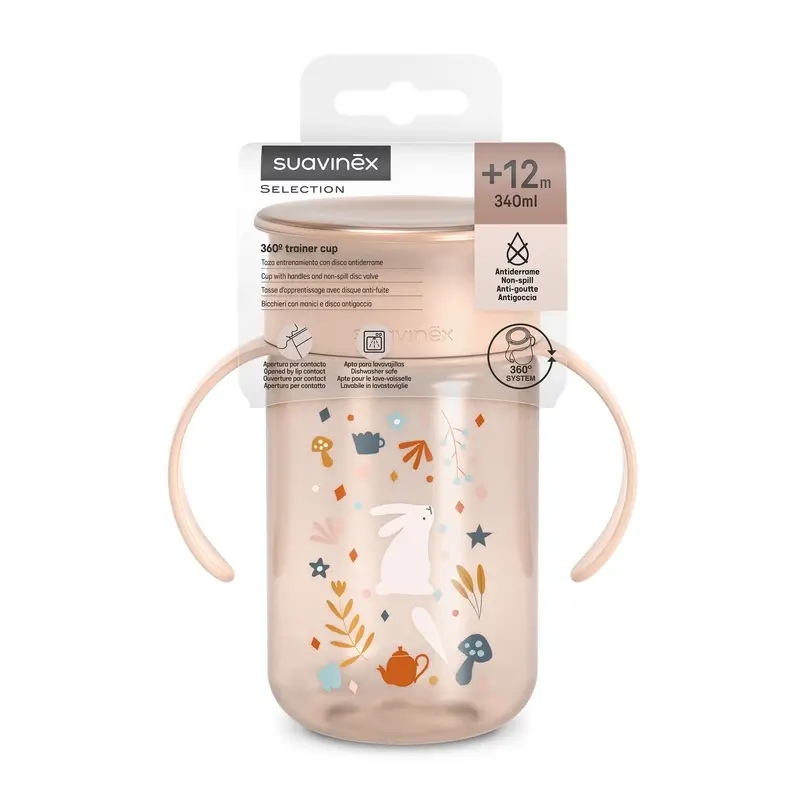 Suavinex Vaso 360 Antiderrame 340 Ml, +12 Meses, Wonderland Rosa - Image 3