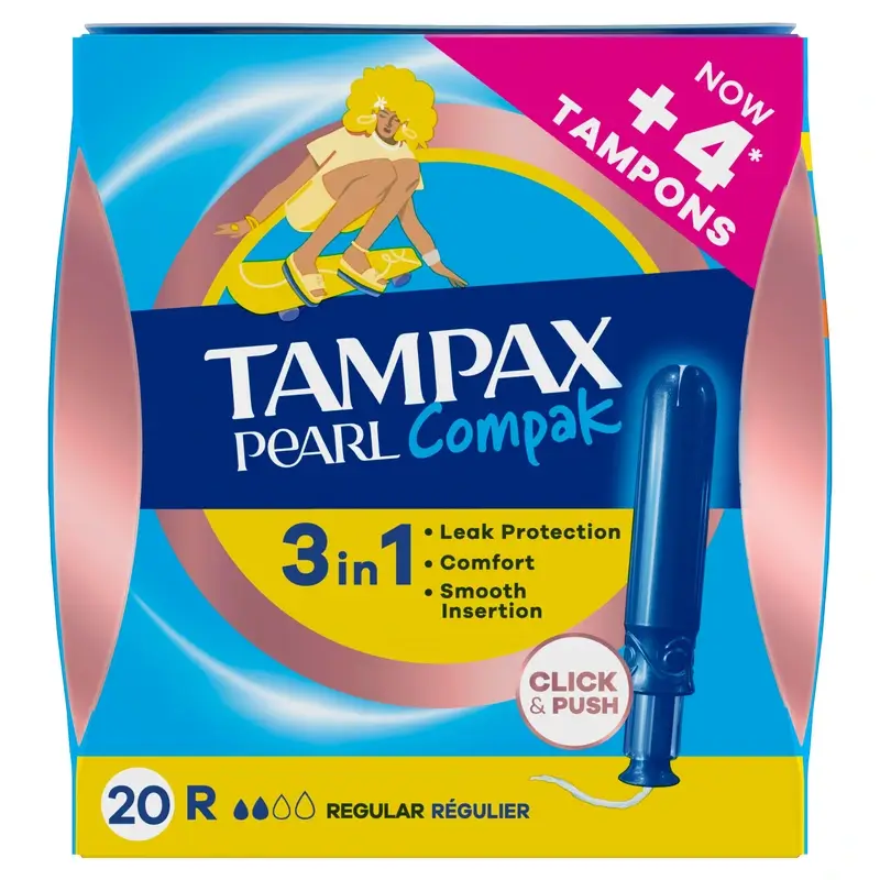 Tampax Pearl Compak Regular Tampones Con Aplicador, 20 Unidades