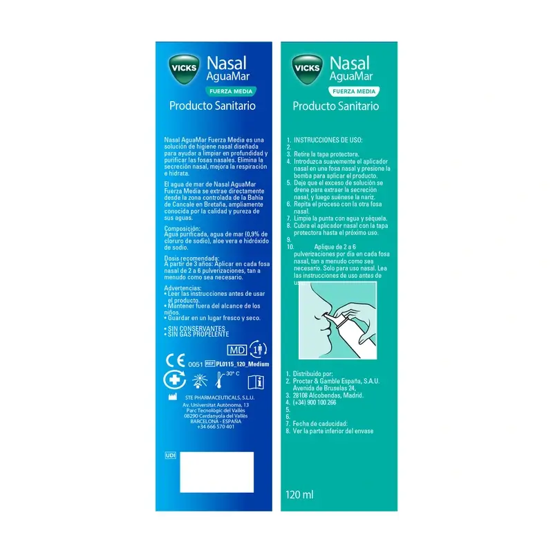 Vicks Nasal Aguamar Fuerza Media , 120 ml - Image 3