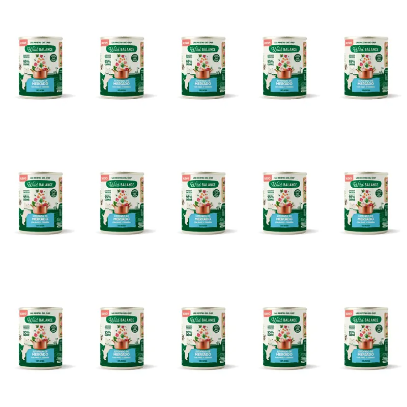 Wild Balance Lata Estofado De Mercado Con Pavo Y Ternera Para Perros, 400 gr, Pack de 15