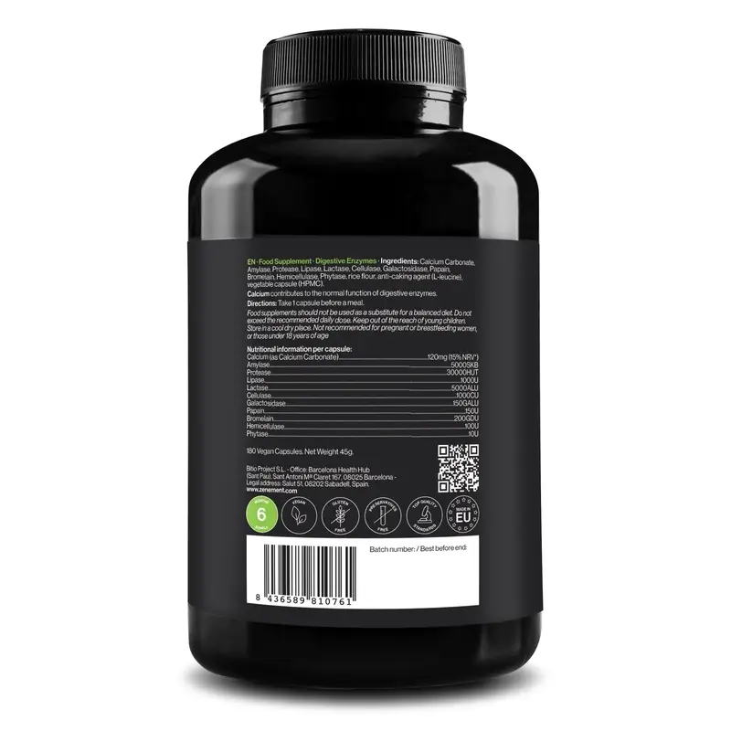 Zenement Enzimas Digestivas, 180 cápsulas veganas - Image 2