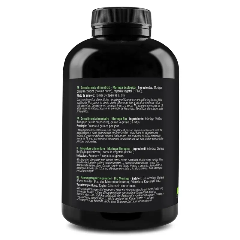 Zenement Moringa Ecológica, 260 cápsulas veganas - Image 3