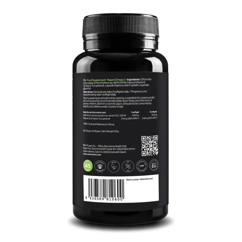 Zenement Omega-3 Vegano Dha, 90 cápsulas blandas veganas - Image 2