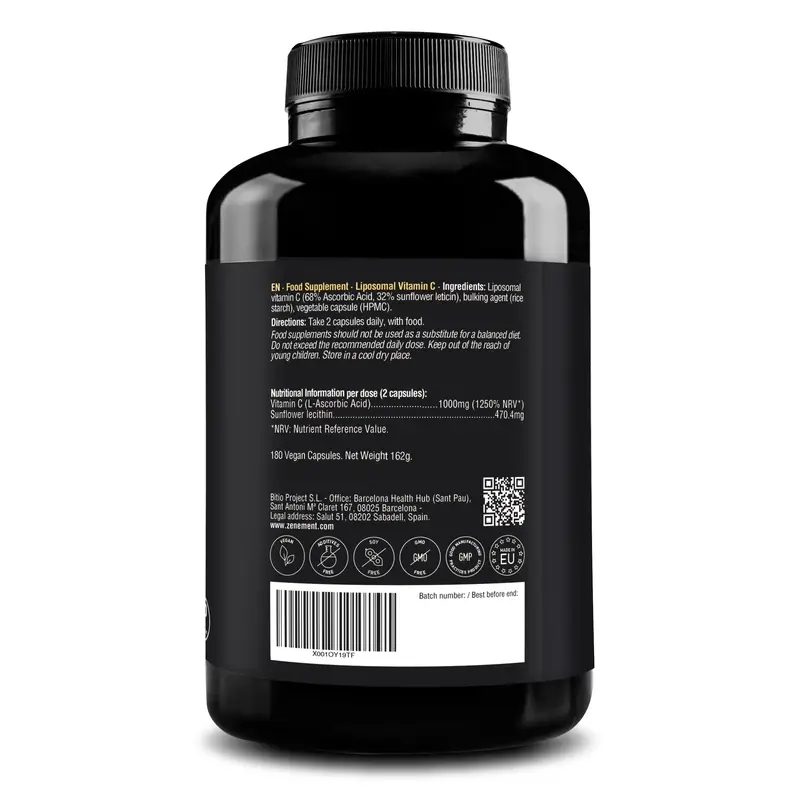 Zenement Vitamina C Liposomal, 180 cápsulas veganas - Image 2