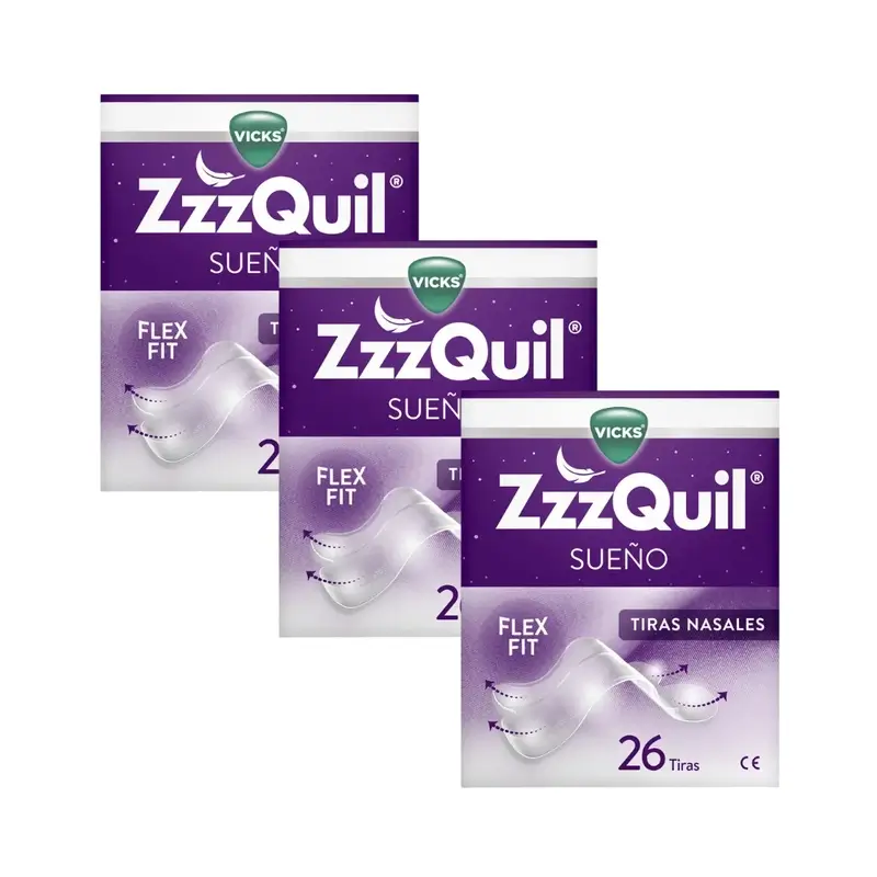 Zzzquil Sueño Tiras Nasales, Respira Y Duerme Mejor, 3X26 Tiras